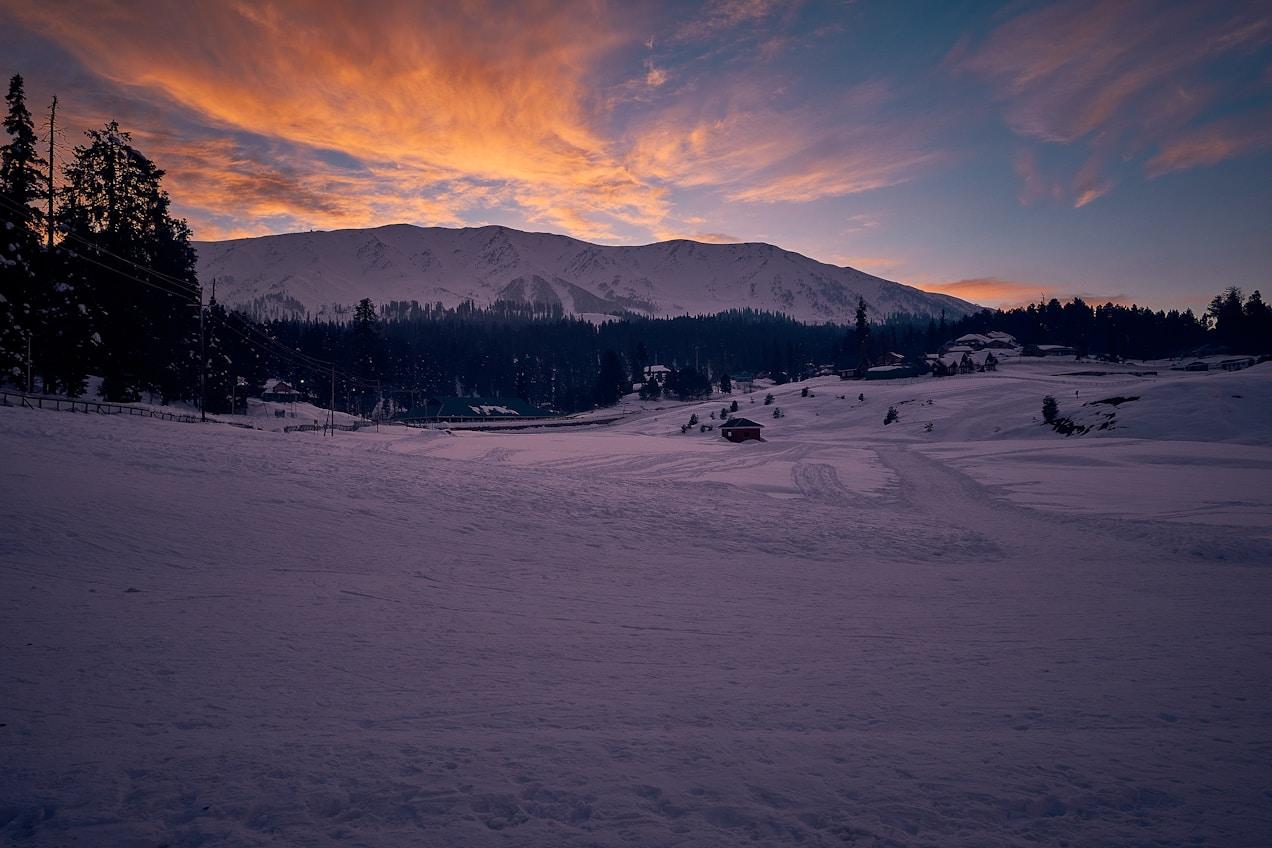 Gulmarg winter landscape with gondola