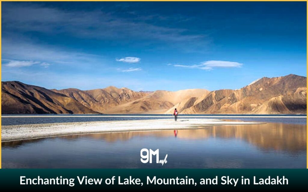 Enchanting View of Lake, Mountain, and Sky in Ladakh