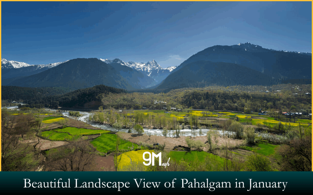 Beautiful landscape view of Pahalgam in January